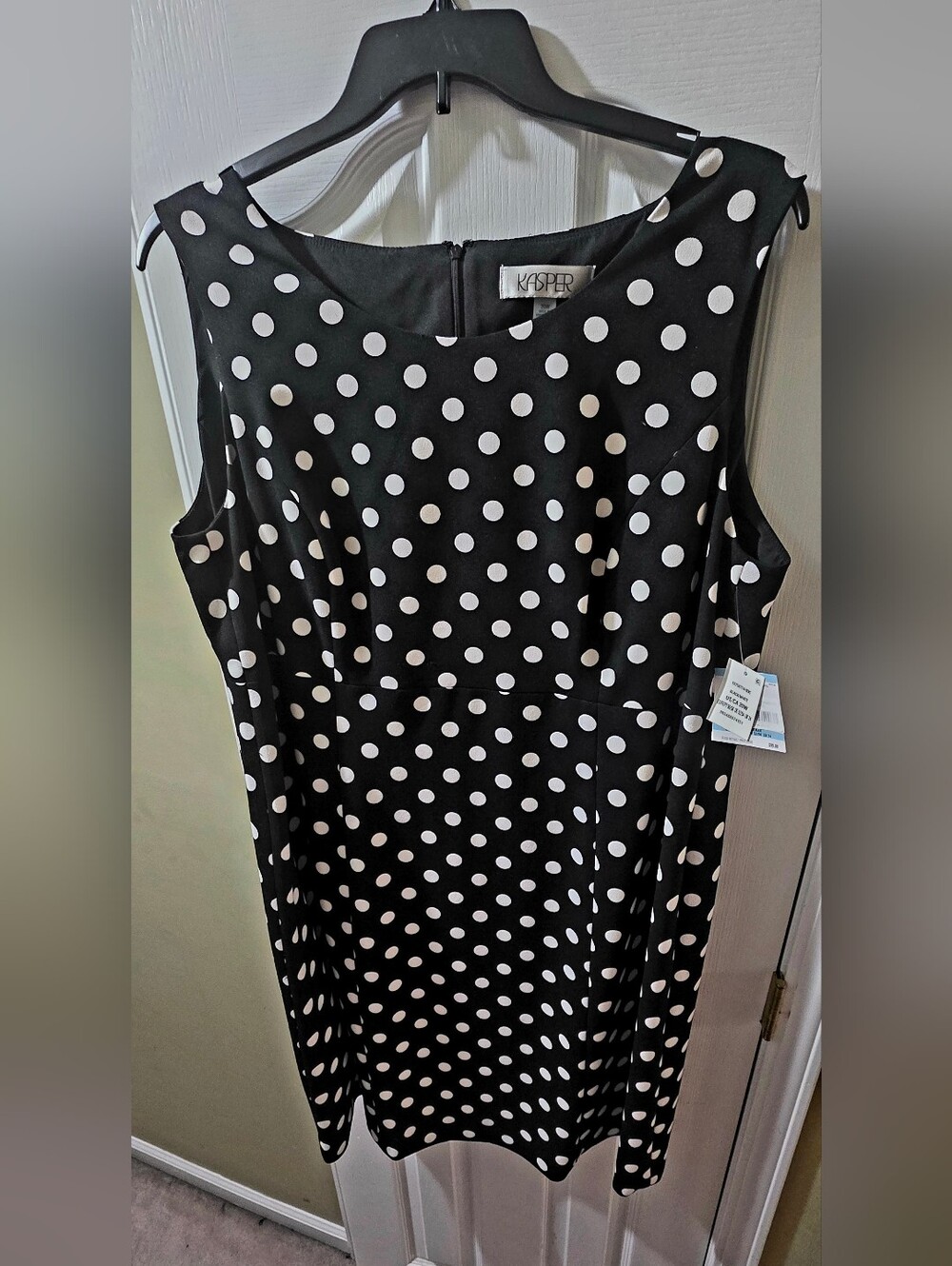 Kasper Black and White Polka Dot Sleeveless Dress